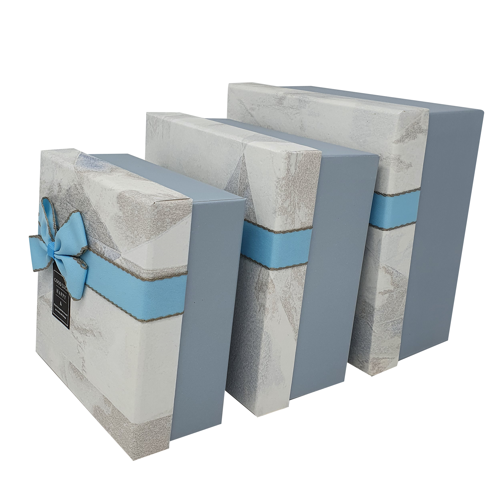 Geometric Pattern Gift Box Set with Ribbon and Bow