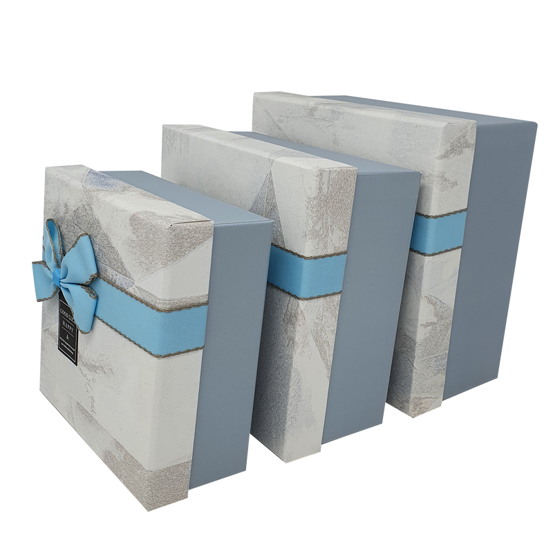 Geometric Pattern Gift Box Set with Ribbon and Bow
