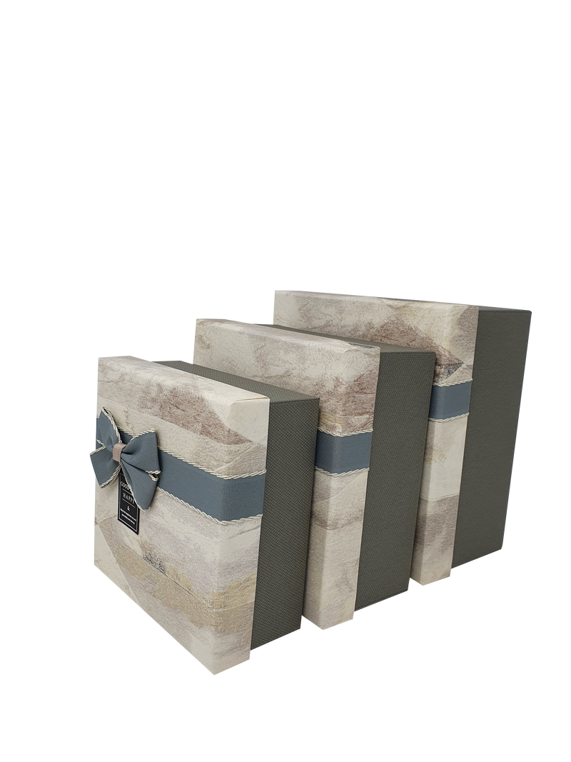 Geometric Pattern Gift Box Set with Ribbon and Bow