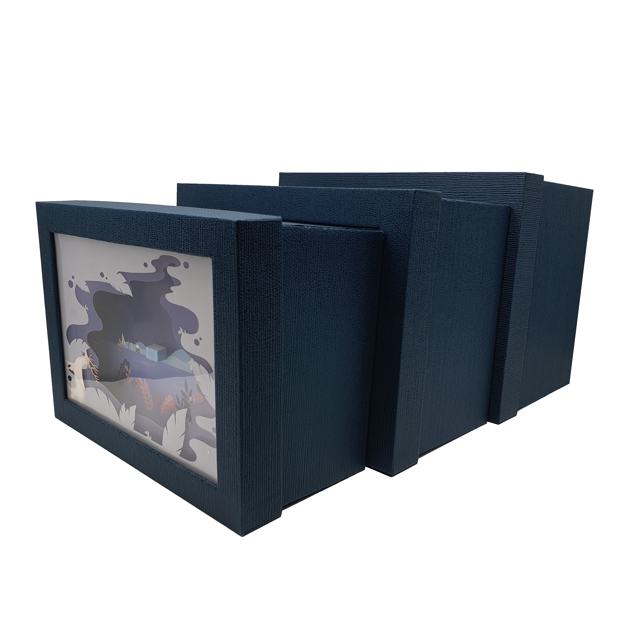 Papercraft Weihnachts-Geschenkbox-Set mit Hirschmotiv, rechteckig 