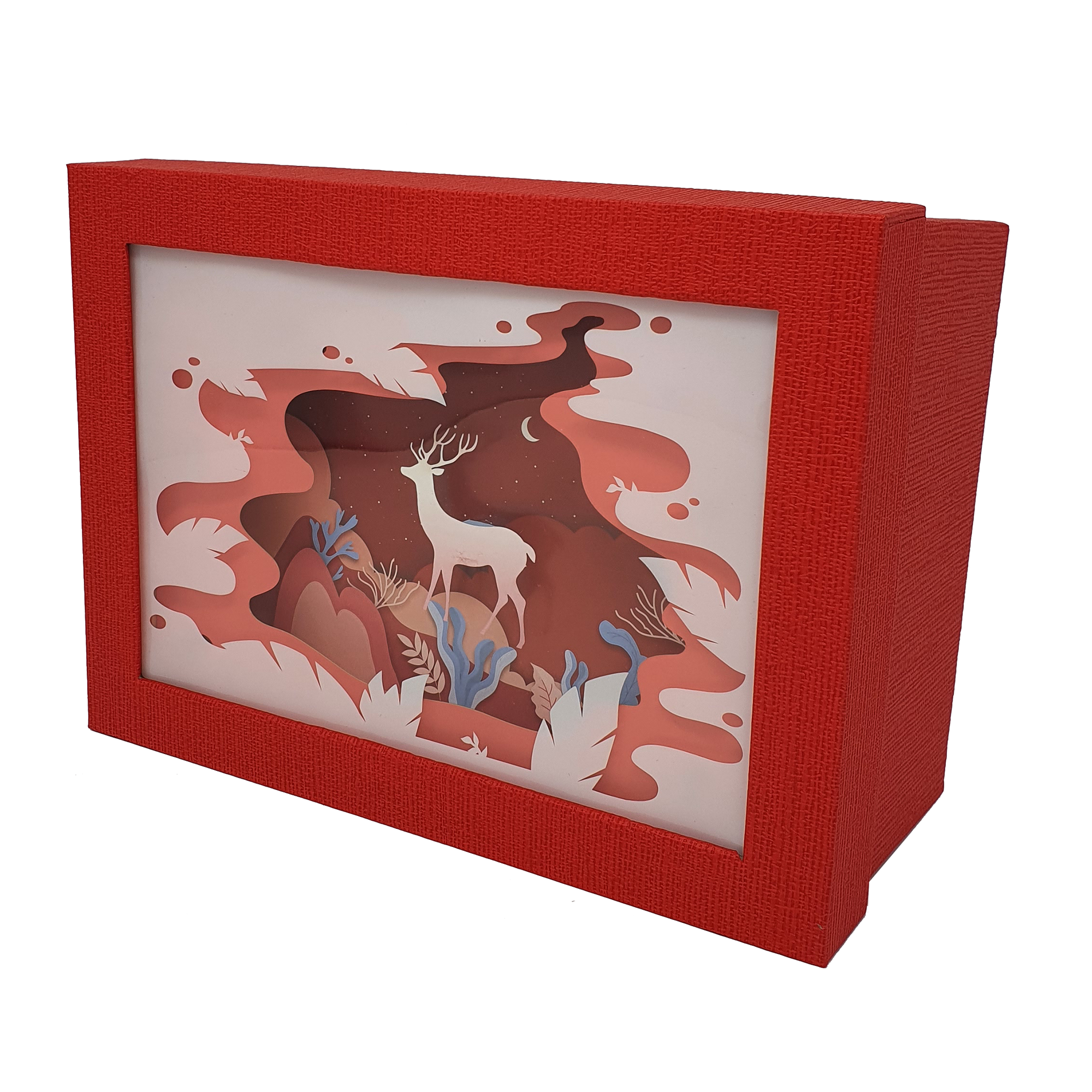 Papercraft Stag Christmas Rectangular Gift Box Set