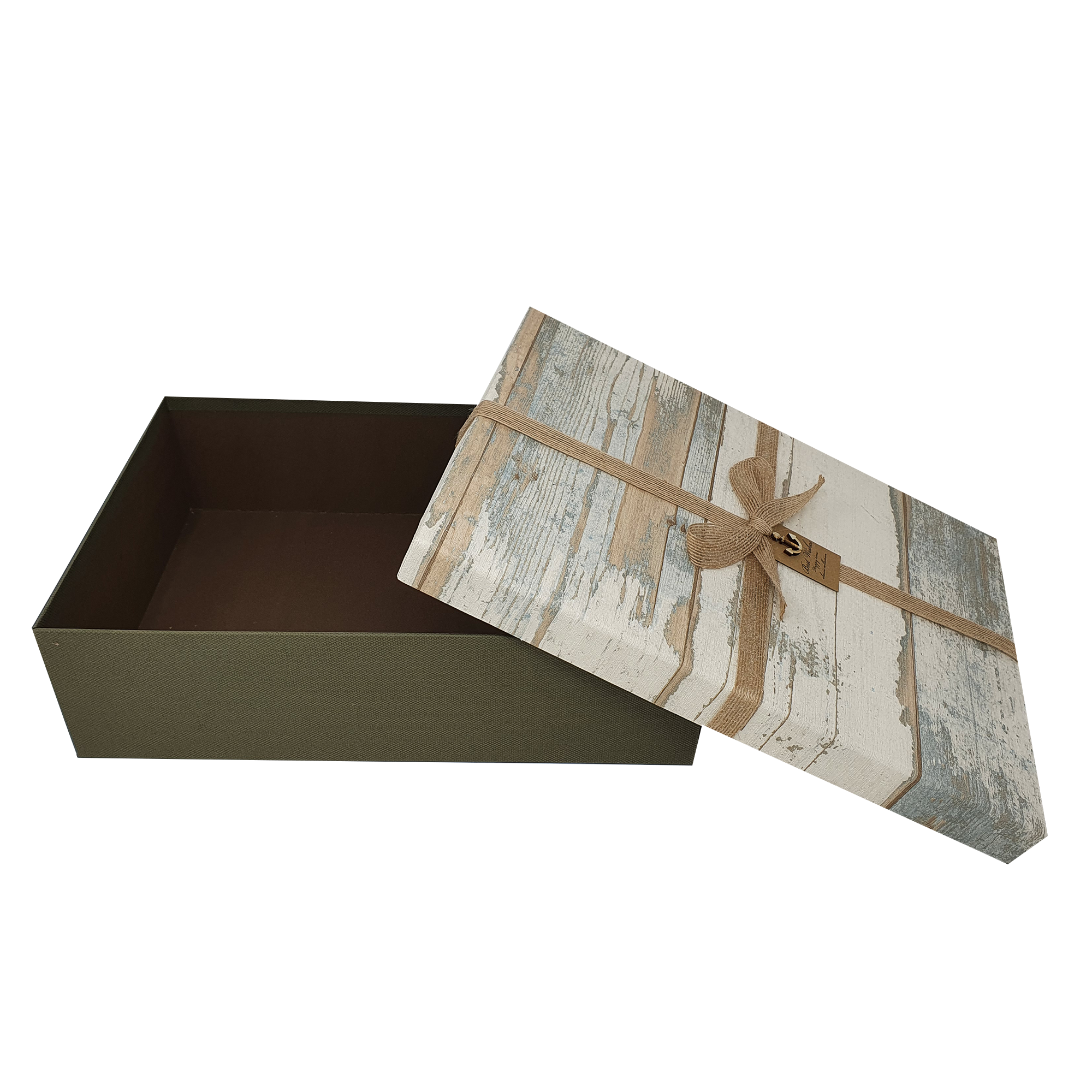 Wooden Effect Gift Box Set with Ribbon and Bow