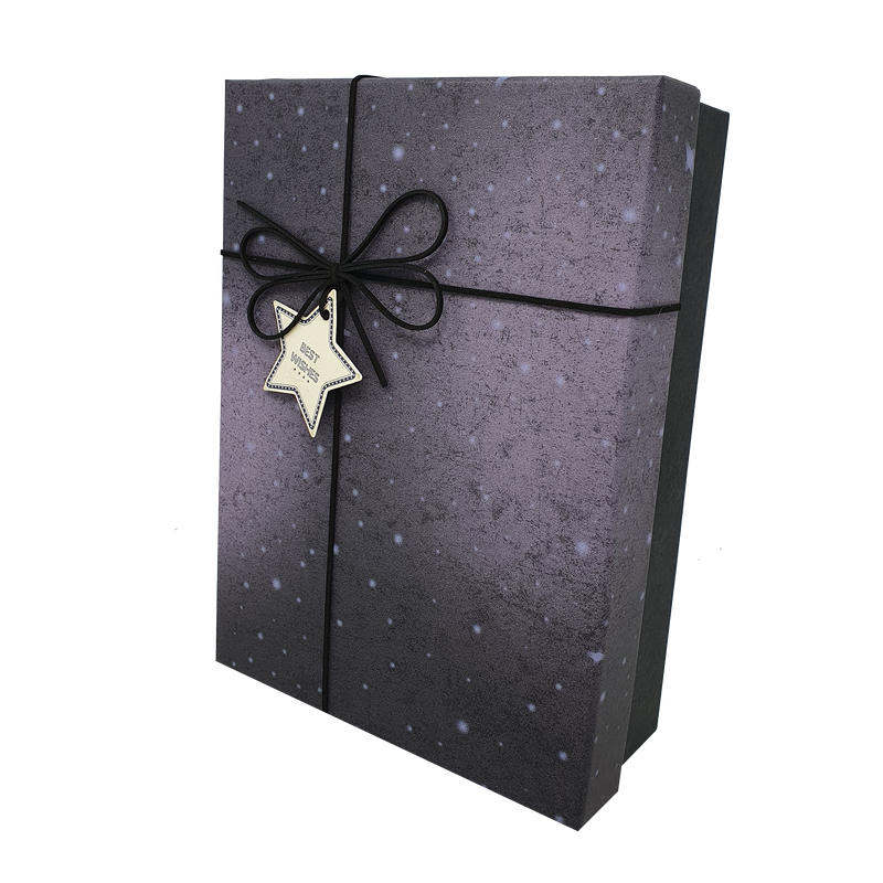 Starry Sky Rigid Gift Box with Ribbon and Bow