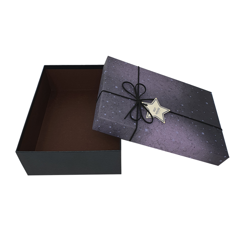 Starry Sky Rigid Gift Box with Ribbon and Bow
