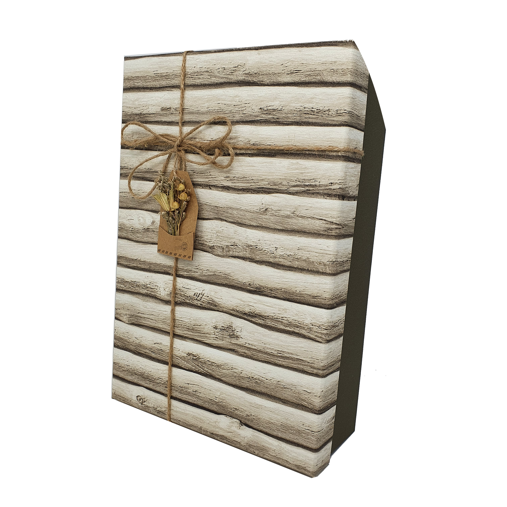 Rustic Wood Effect Rigid Gift Box with Ribbon and Bow