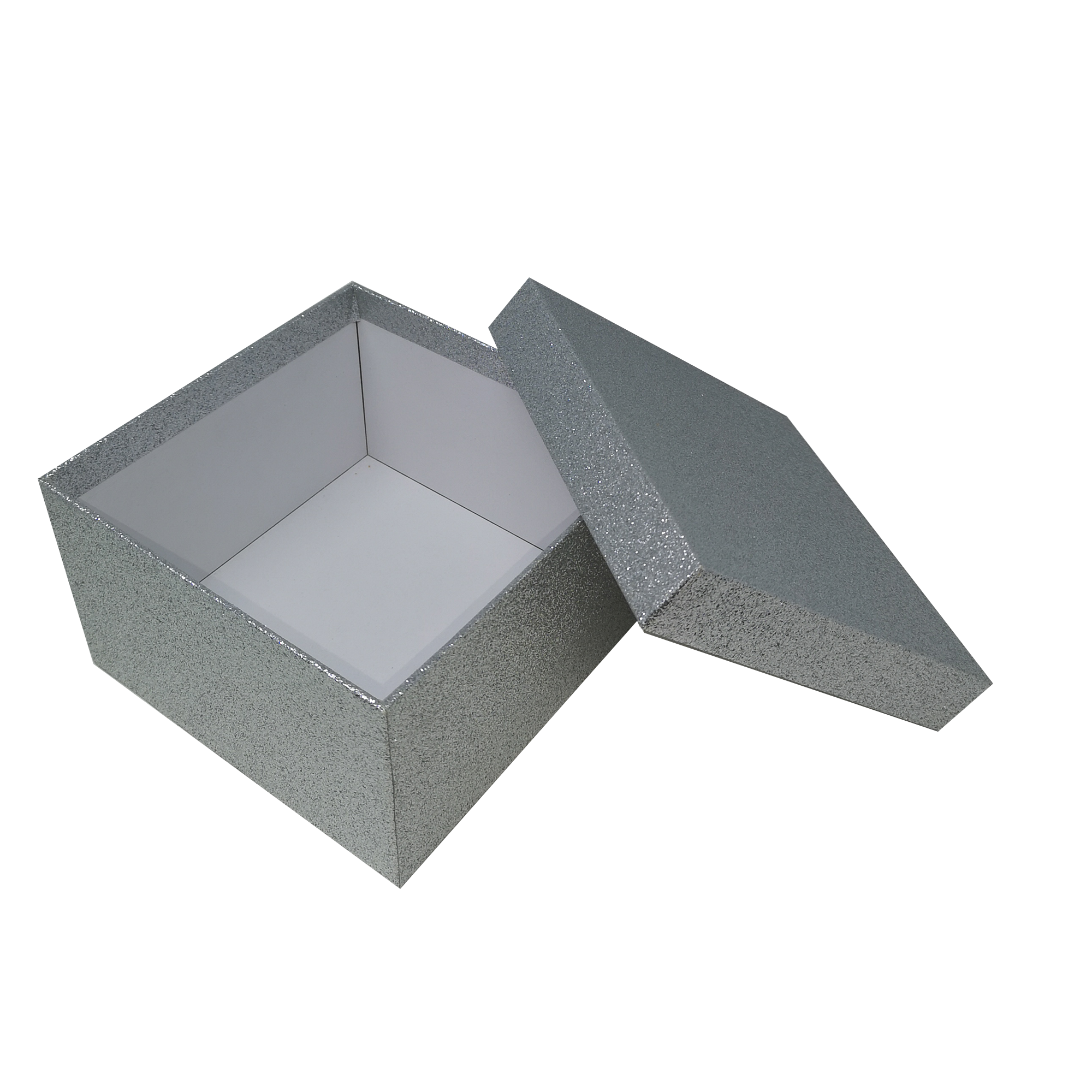 Silver Square Sparkly Glitter Rigid Nested Gift Box