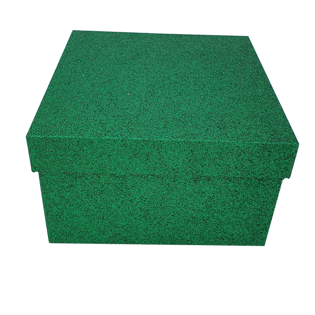 Green Square Sparkly Glitter Rigid Stacking Gift Boxes