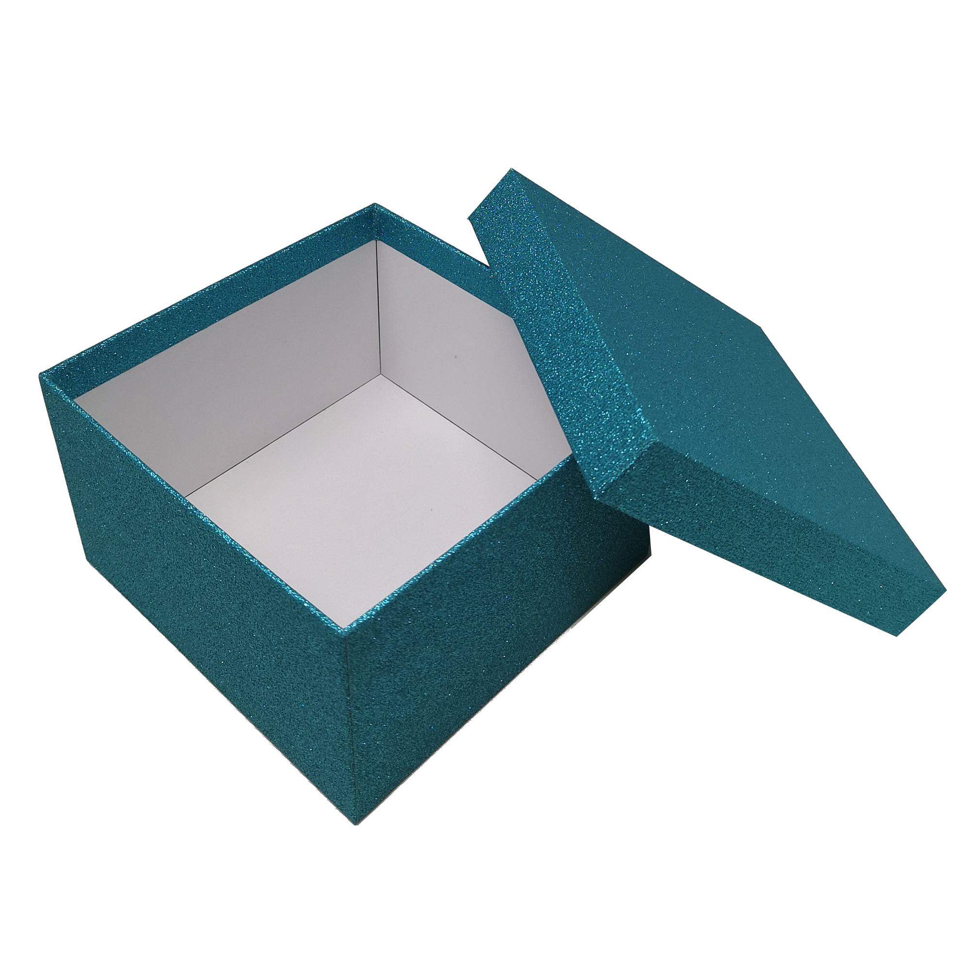 Turquoise Blue Square Sparkly Glitter Rigid Stacking Gift Boxes
