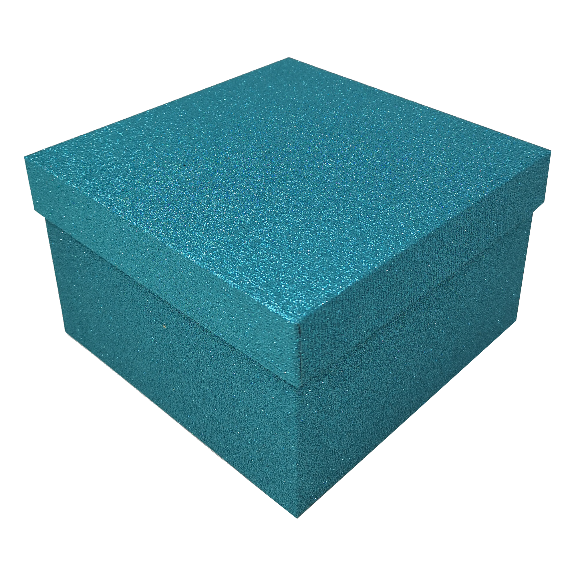 Turquoise Blue Square Sparkly Glitter Rigid Stacking Gift Boxes
