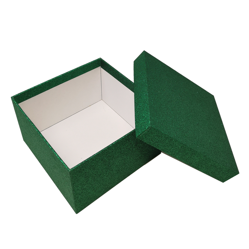 Green Square Sparkly Glitter Rigid Stacking Gift Boxes