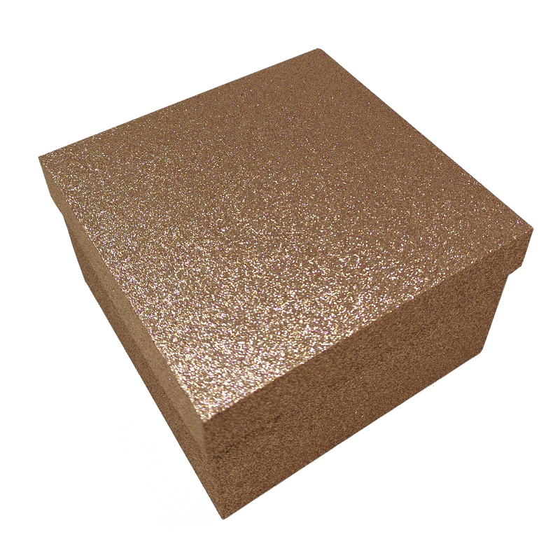 Rose Gold Square Sparkly Glitter Rigid Nested Gift Box
