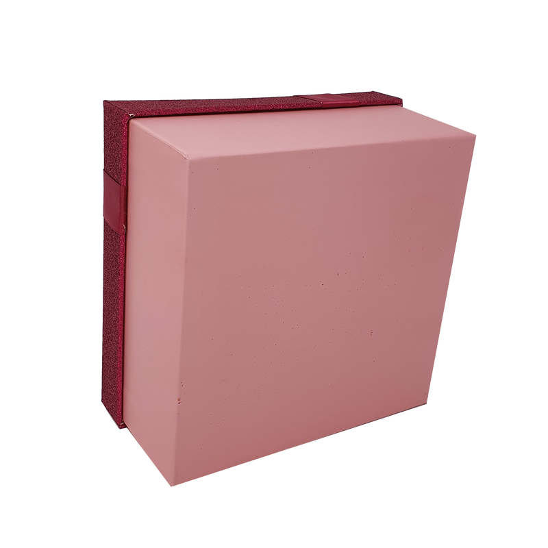 Pink Square Sparkly Glitter Rigid Stacking Gift Boxes with Bow & Ribbon
