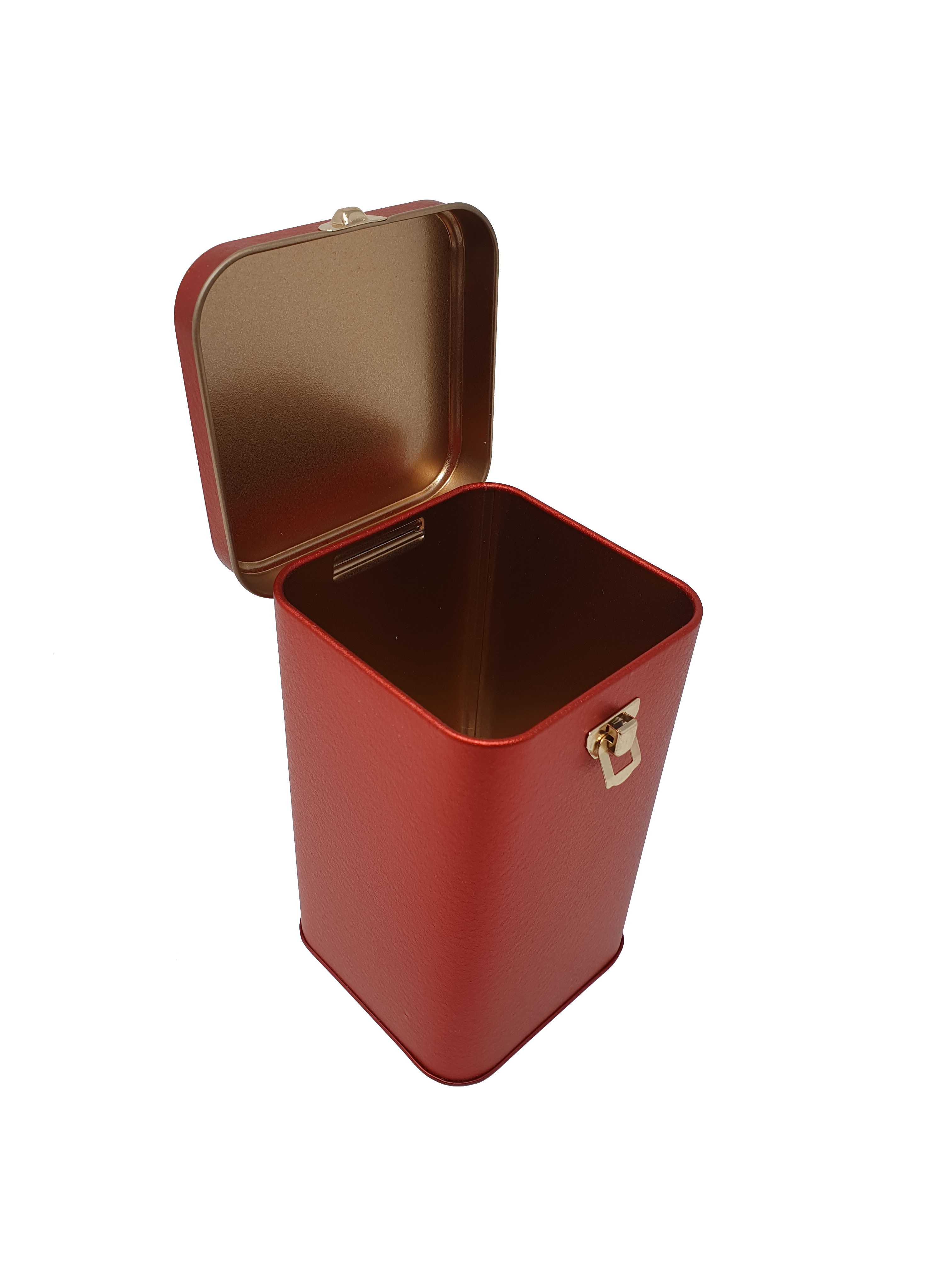 Square Storage Tin With Lock/ L100(mm) x W100(mm) x H190(mm)