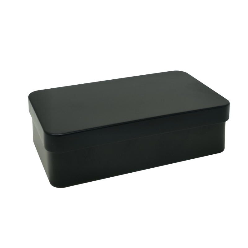 Printed Black Rectangular Gift Tin Box With Solid Lid/ L110 x W65 x H30(mm)