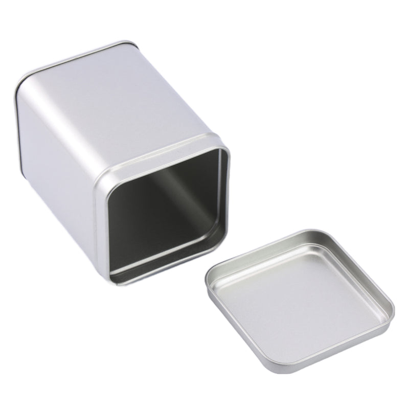 Silver Tall Square Tin with Stepped Slip Lid / 70x W70 x H100(mm)
