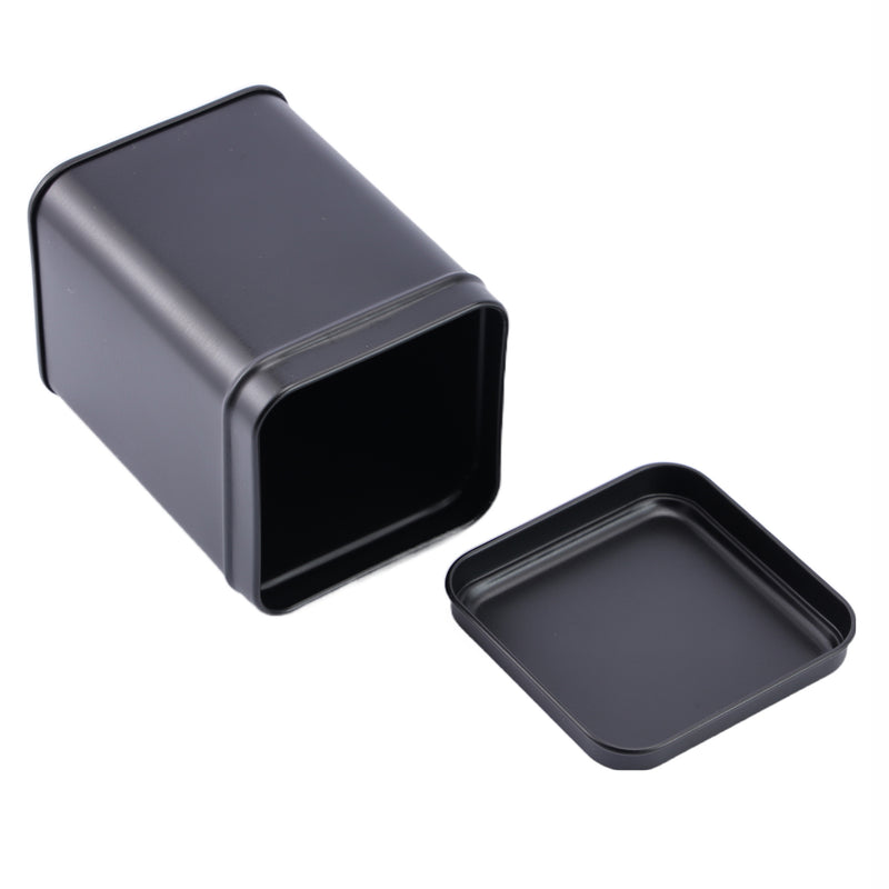 Black Tall Square Tin with Stepped Slip Lid / 70x W70 x H100(mm)