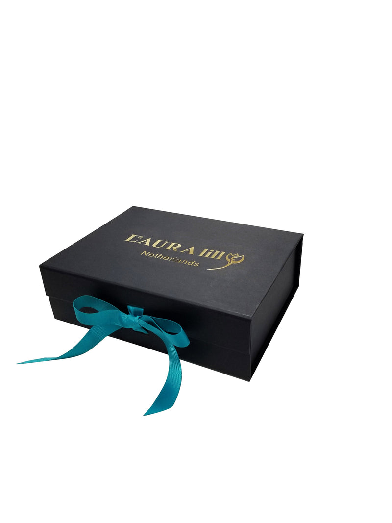 Large A3 Size Black Folding Magnetic Gift Box with Ribbon