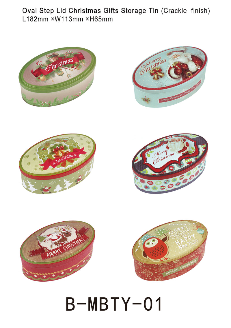 Oval Step Lid Christmas Gifts Storage Tin - Ld Packagingmall