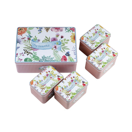Rectangular Step Lid Storage Tin - Set of 5 - Ld Packagingmall