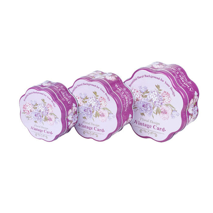 Flower Shaped Slip Lid Stackable Storage Tin -Set of 3 - Ld Packagingmall