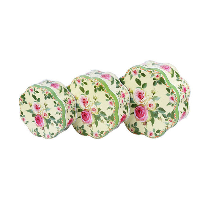 Flower Shaped Slip Lid Stackable Storage Tin -Set of 3 - Ld Packagingmall