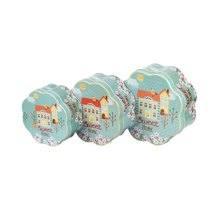 Flower Shaped Slip Lid Stackable Storage Tin -Set of 3 - Ld Packagingmall