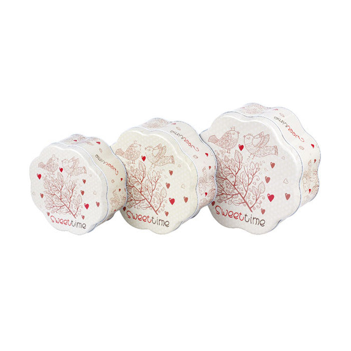 Flower Shaped Slip Lid Stackable Storage Tin -Set of 3 - Ld Packagingmall