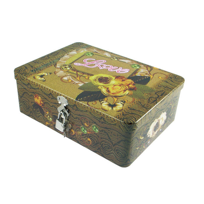Rectangular Solid Lid  Storage Tin with Lock - Ld Packagingmall