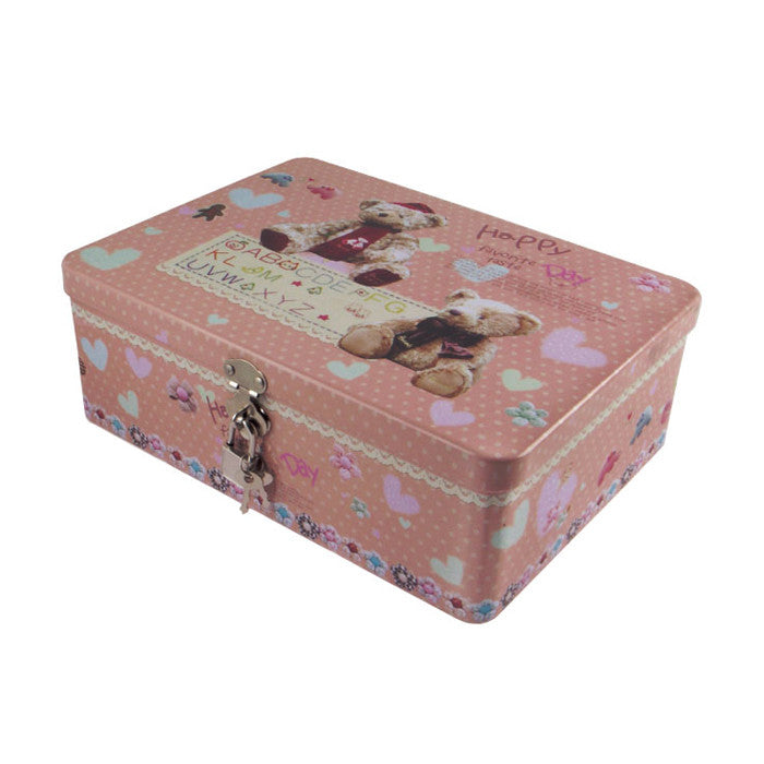 Rectangular Solid Lid  Storage Tin with Lock - Ld Packagingmall