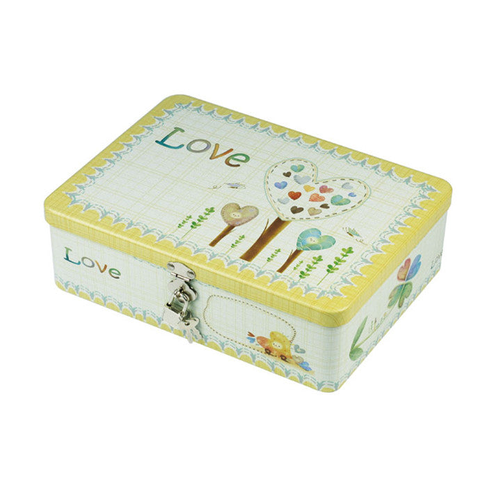 Rectangular Solid Lid  Storage Tin with Lock - Ld Packagingmall