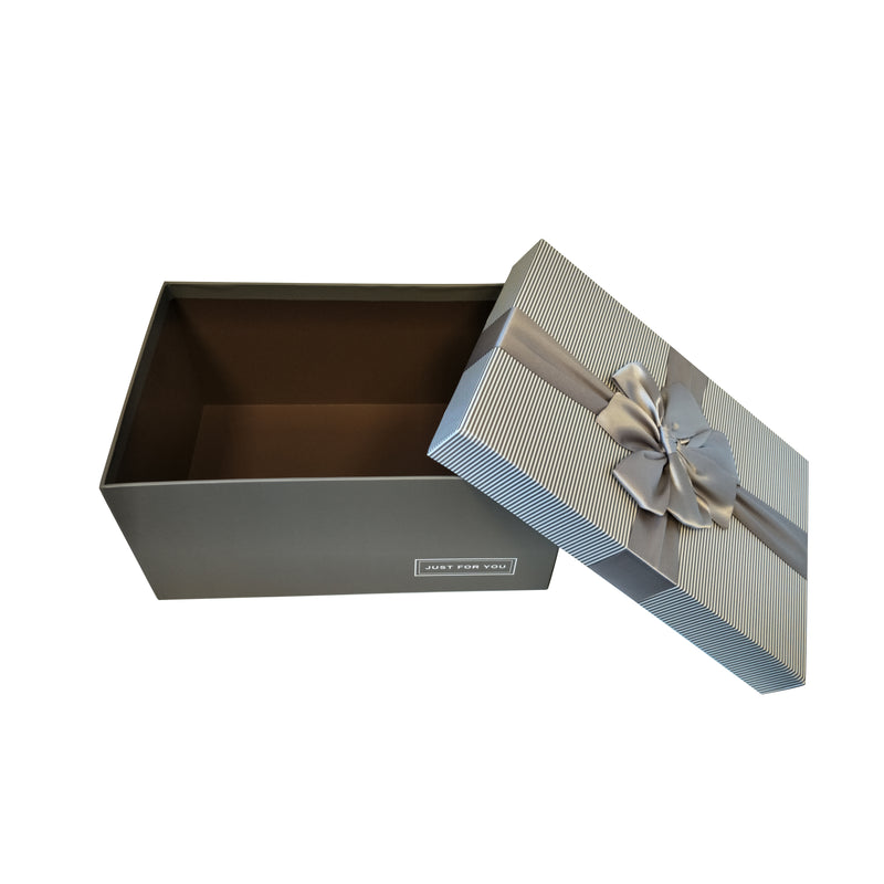 Luxury Nested Rigid Rectangular Gift Box With Lift Off Lid And Ribbon & Bow- Set Of 3 - Ld Packagingmall
