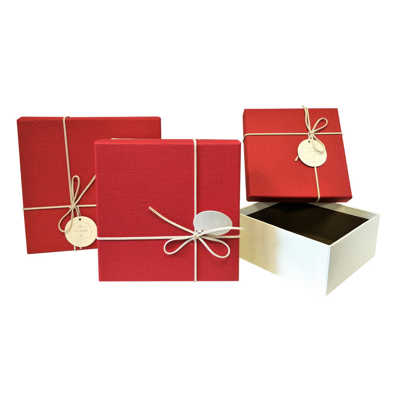 Luxury Rigid Square Gift Box with Bow and Tag ( Set of 3) - Ld Packagingmall