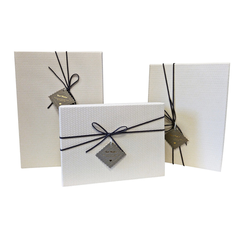 Luxury Rigid Rectangular Gift box with Bow and Tag - Set of 3 - Ld Packagingmall