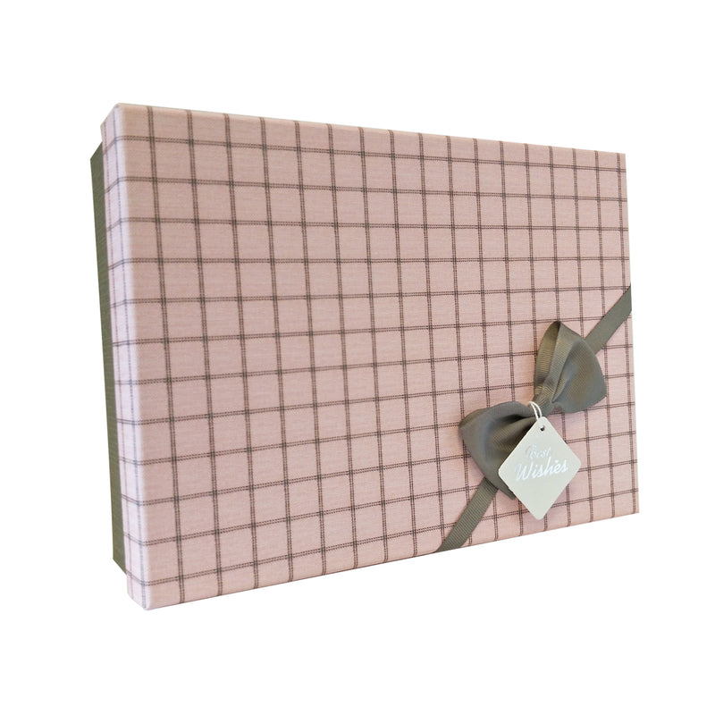 Luxury Rigid Checkered Pattern Gift Box with Bow and Tag - Ld Packagingmall