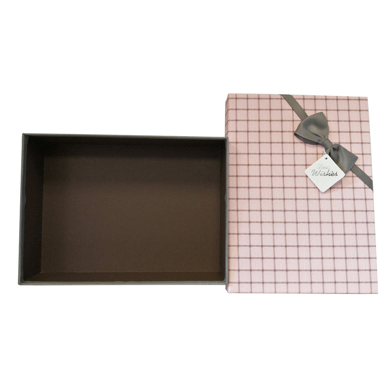 Luxury Rigid Checkered Pattern Gift Box with Bow and Tag - Ld Packagingmall