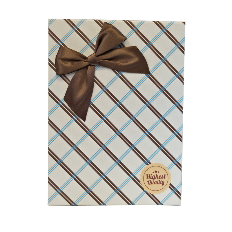 Luxury Rigid Checkered Pattern Gift Box with Bow - Ld Packagingmall