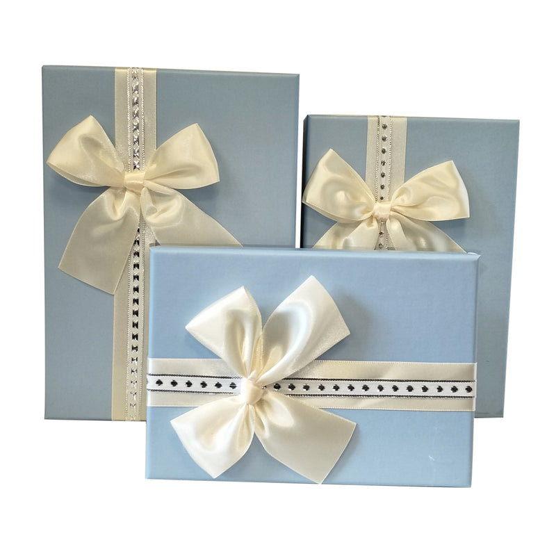 Luxury Rigid Rectangular Gift Box with Ribbon and Bow- Set of 3 - Ld Packagingmall