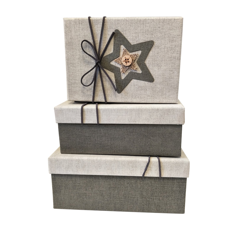 Luxury Rigid Rectangular Gift Box with Handmade Star - Set of 3 - Ld Packagingmall