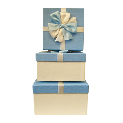 Luxury Rigid Square Gift Box with Bows -Set of 3 - Ld Packagingmall