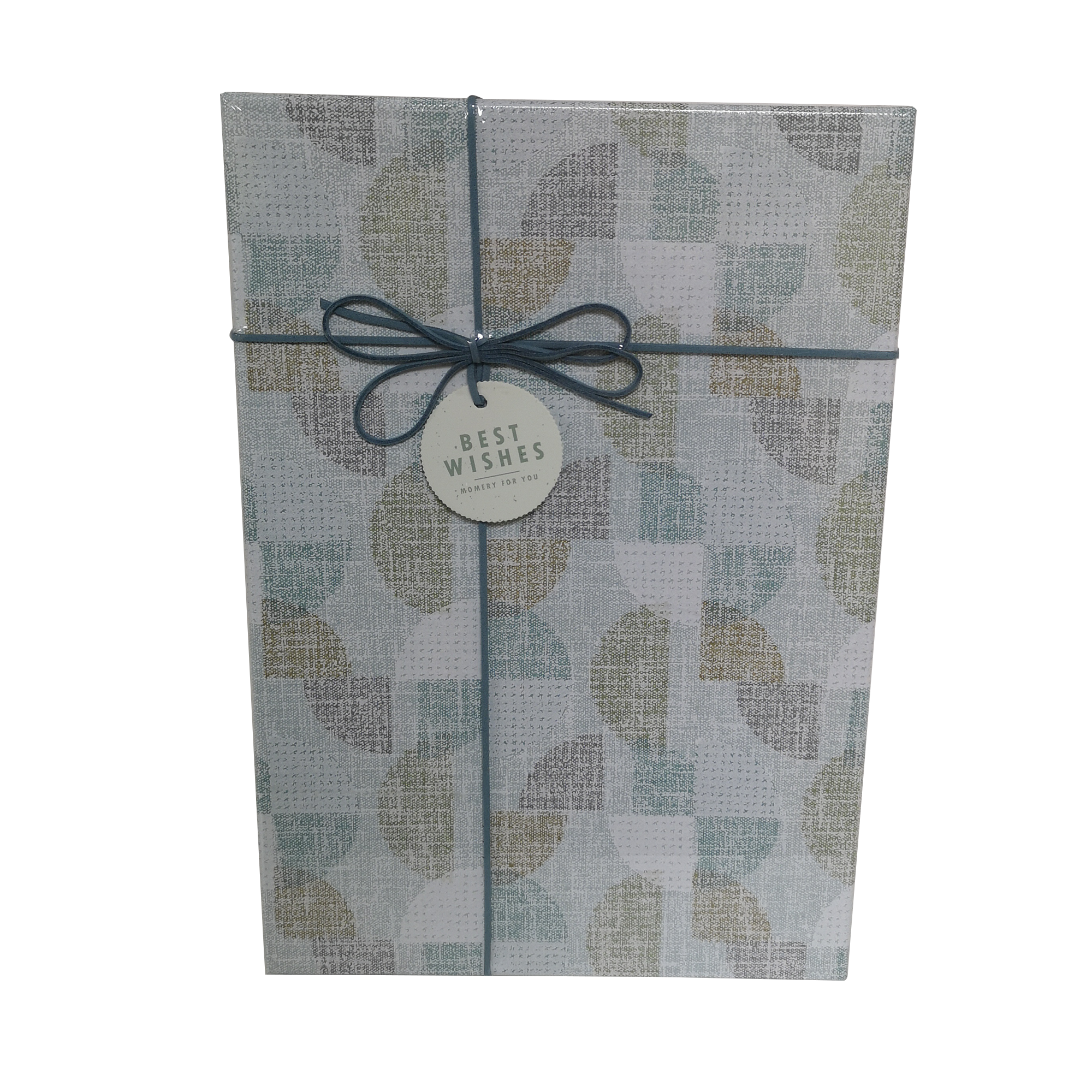 Rectangular Rigid Abstract Circle Gift Box With Ribbon & Bow