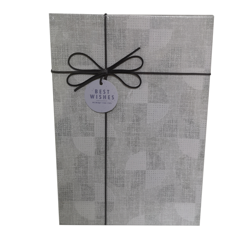 Rectangular Rigid Abstract Circle Gift Box With Ribbon & Bow