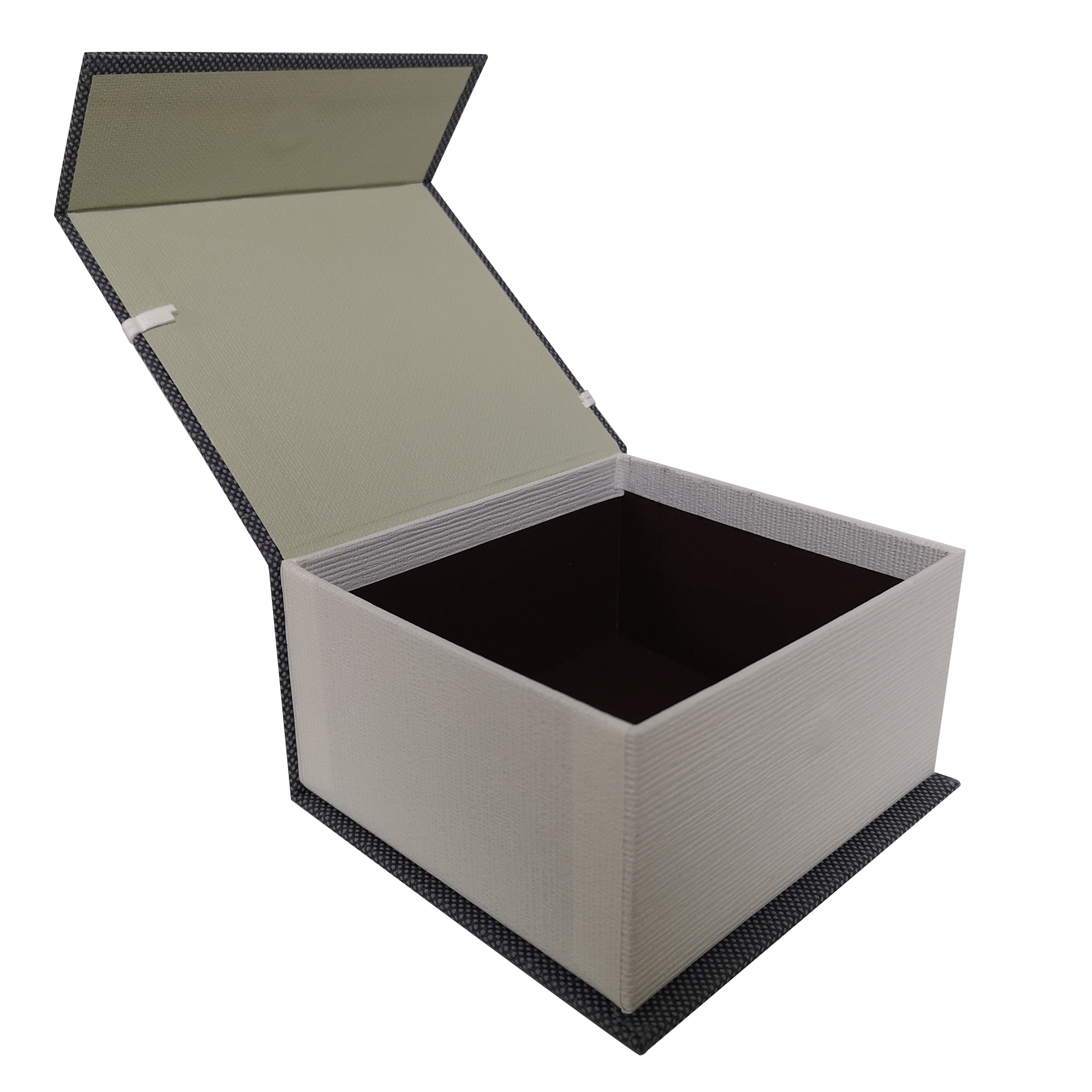 Quadratische, starre magnetische Geschenkbox mit Band und Anhänger 
