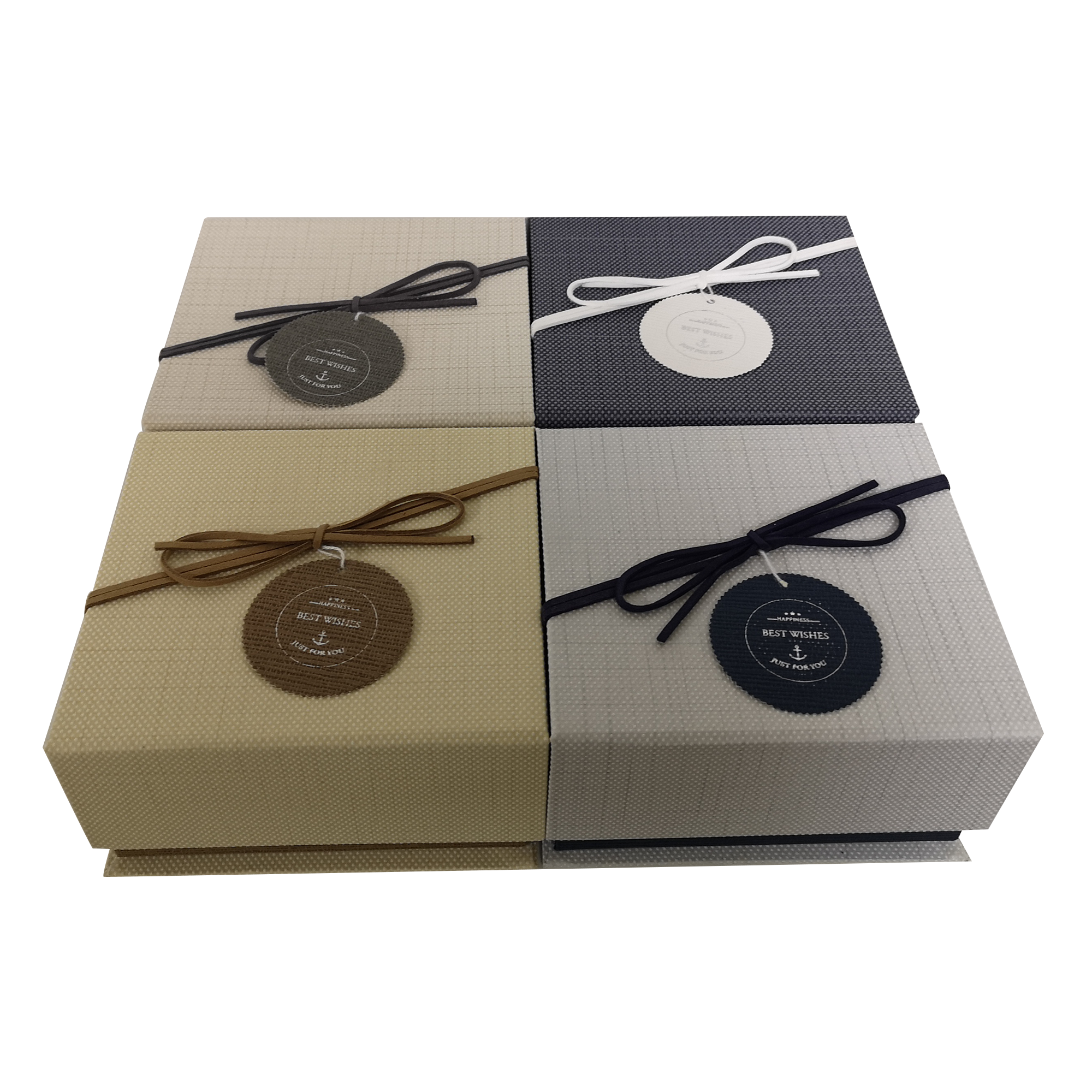 Quadratische, starre magnetische Geschenkbox mit Band und Anhänger 