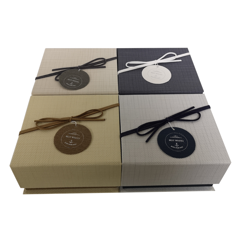 Square Rigid Magnetic Gift Box With Ribbon & Tag