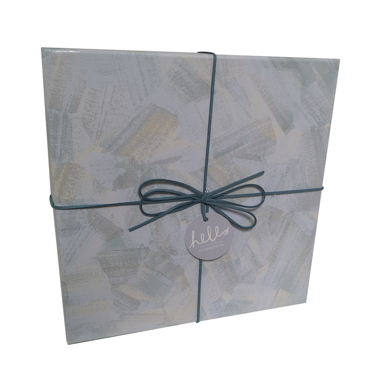 Square Rigid Brush Strokes Pattern Gift Box With Ribbon & Bow