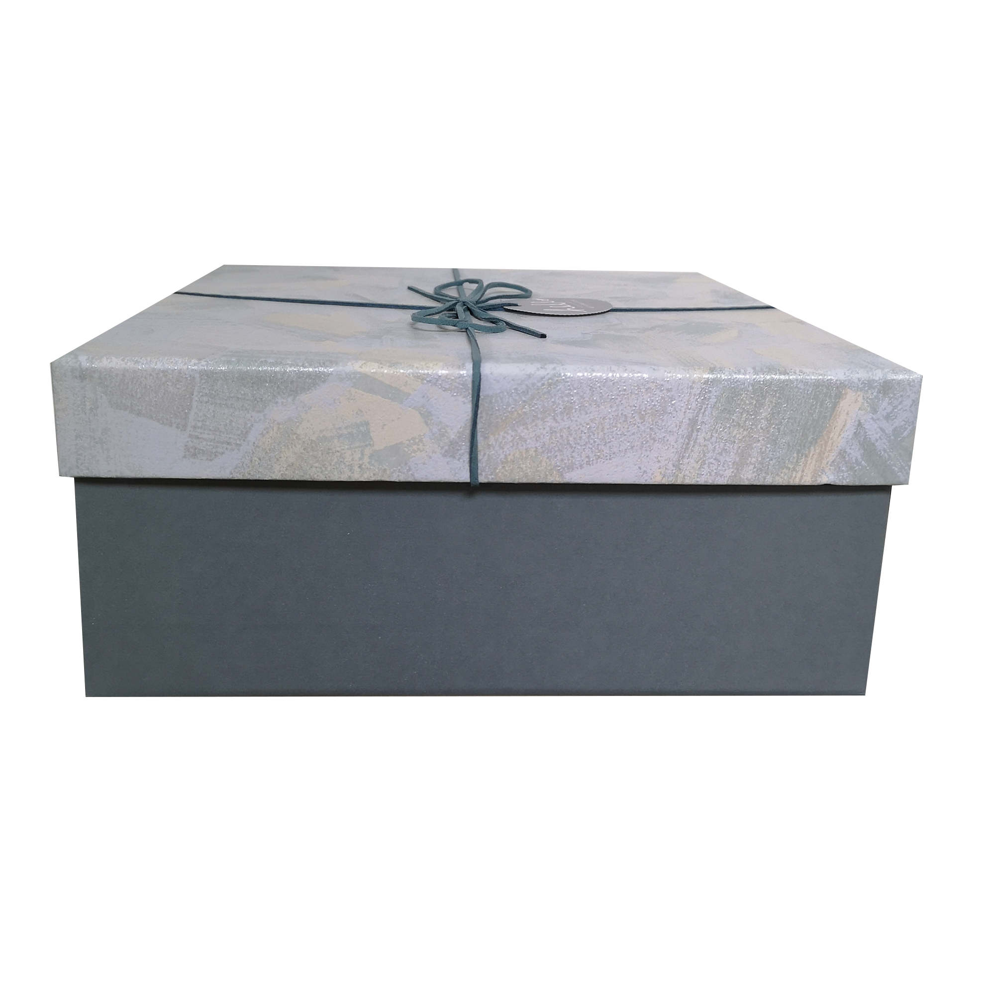 Square Rigid Brush Strokes Pattern Gift Box With Ribbon & Bow