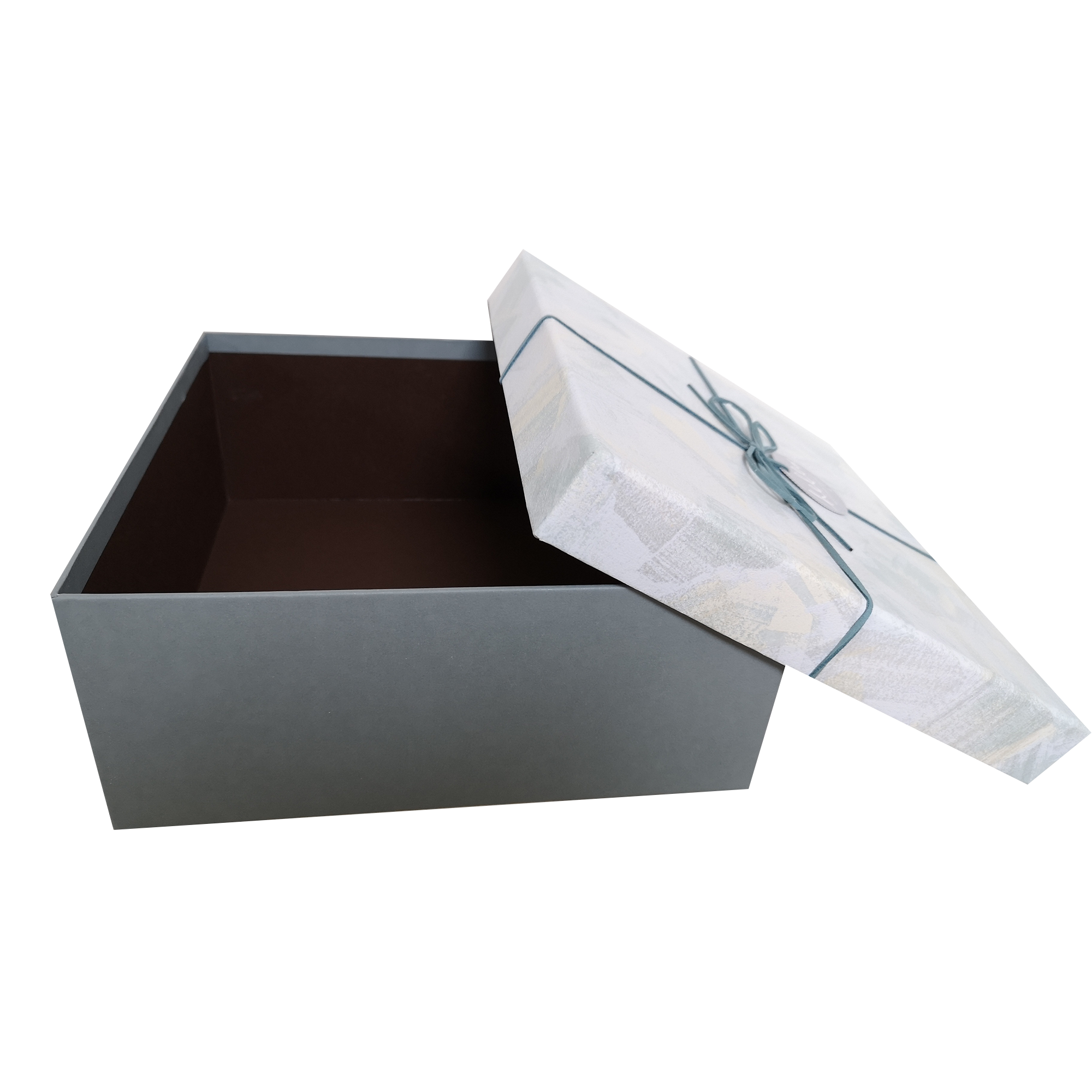 Square Rigid Brush Strokes Pattern Gift Box With Ribbon & Bow