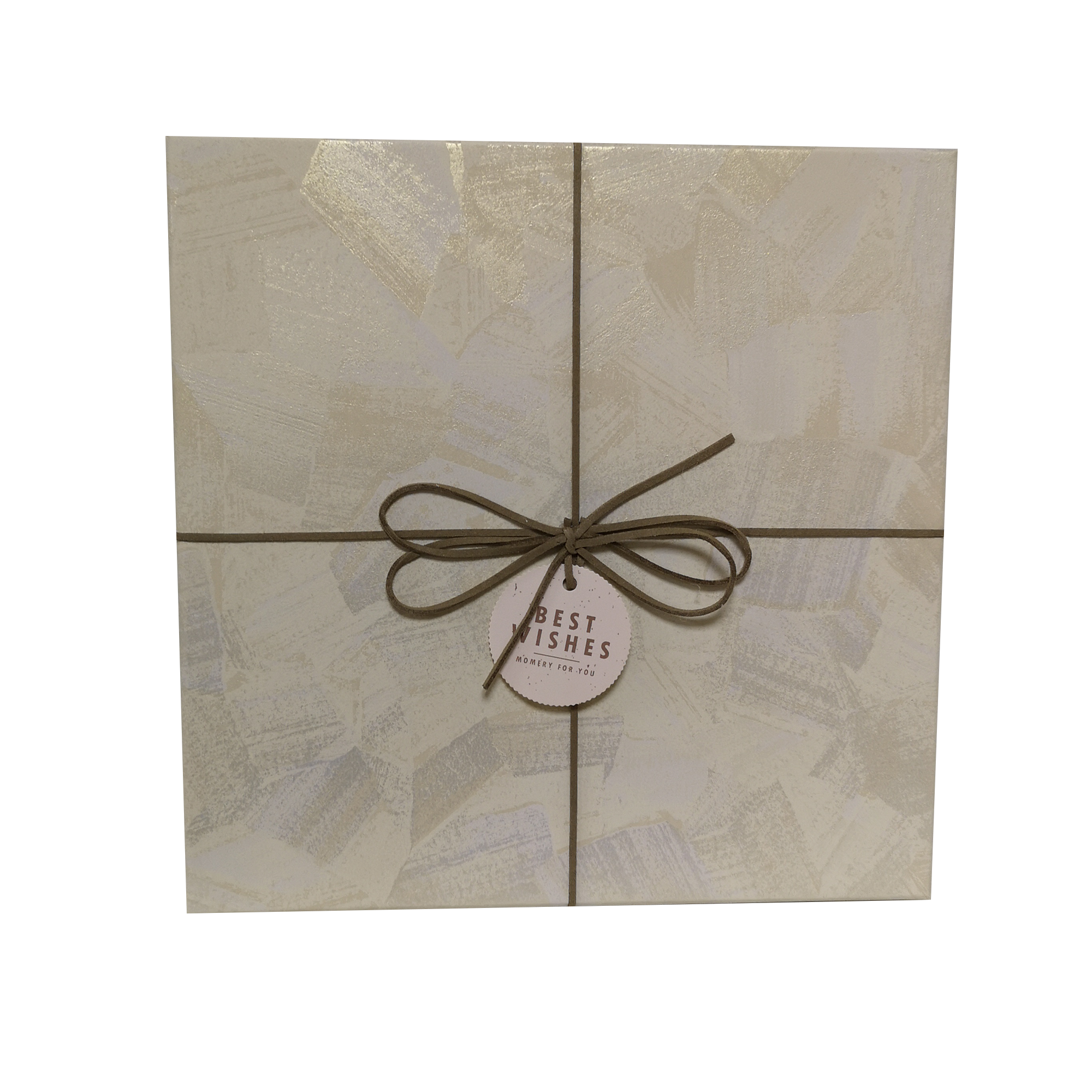 Square Rigid Brush Strokes Pattern Gift Box With Ribbon & Bow