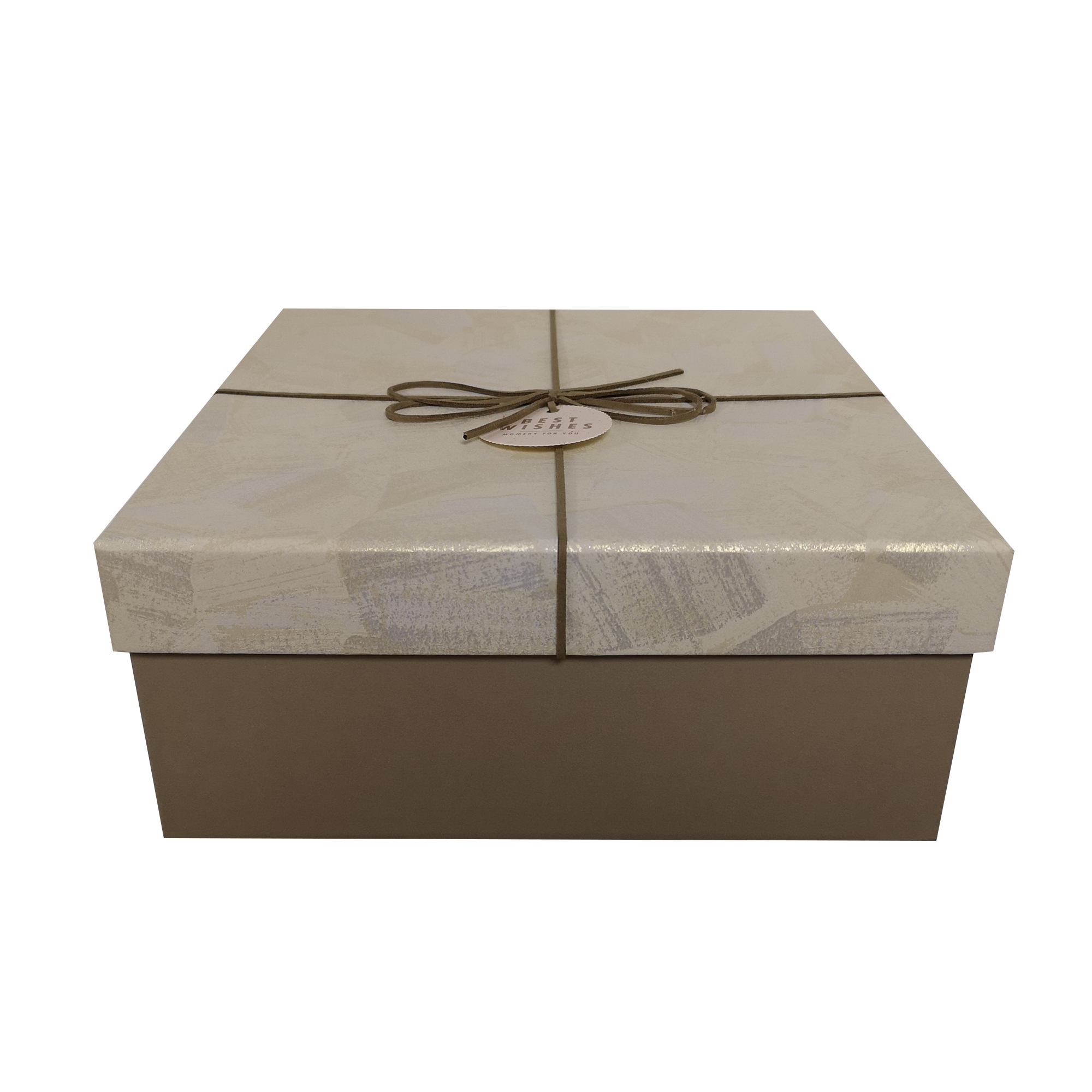 Square Rigid Brush Strokes Pattern Gift Box With Ribbon & Bow