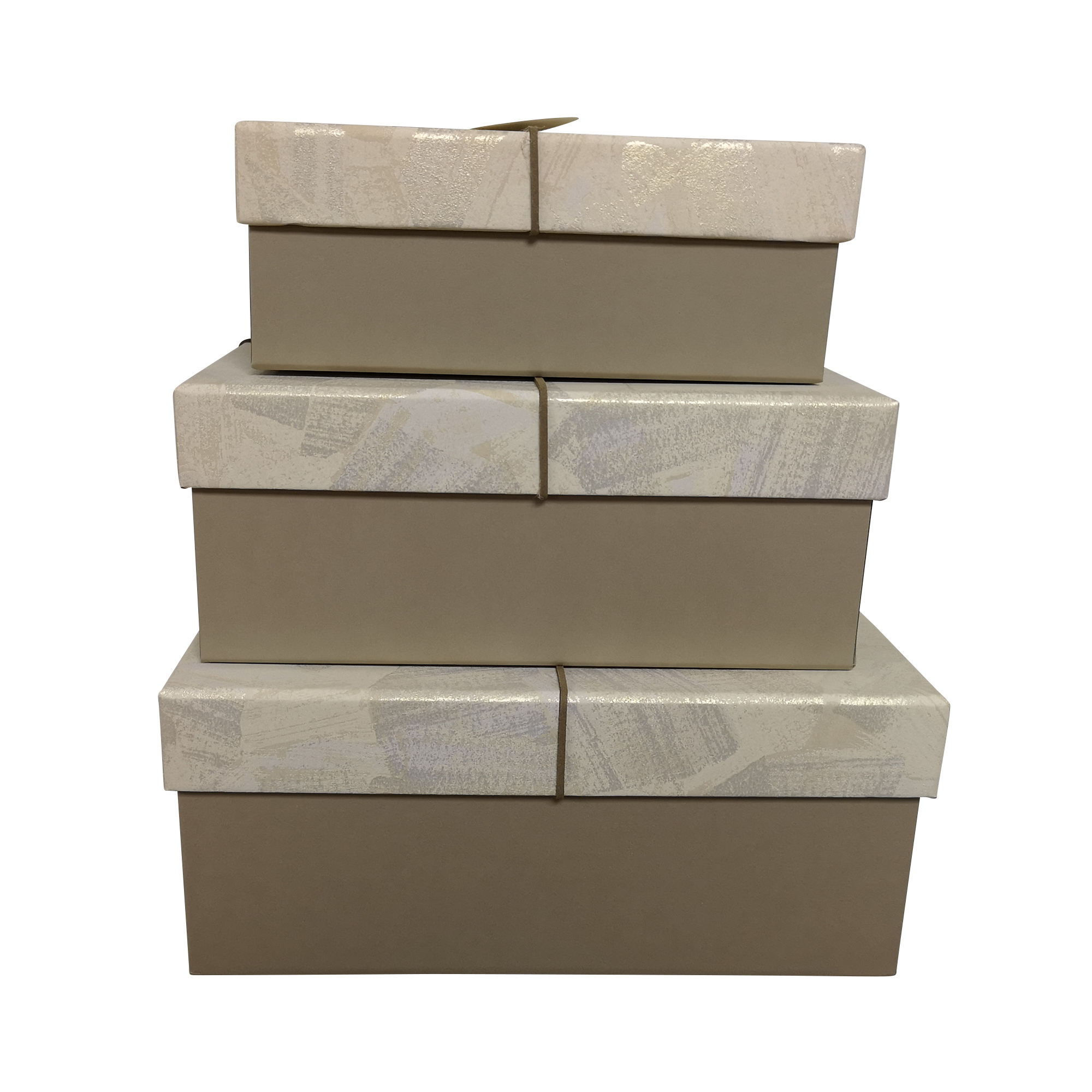 Square Rigid Brush Strokes Pattern Gift Box With Ribbon & Bow